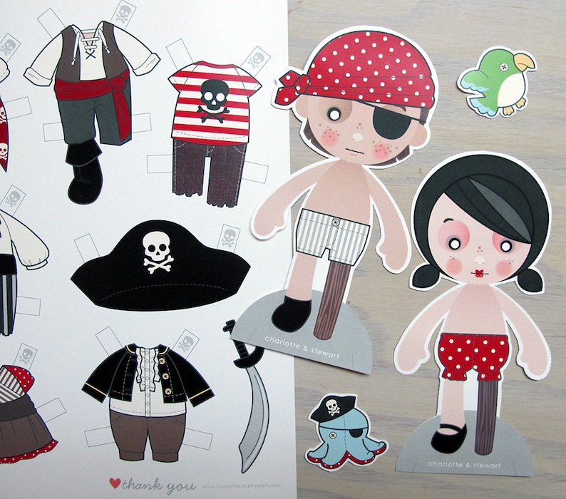 Printable PDF Pirate Paper Dolls Etsy Printable PDF Pirate Paper Dolls Etsy