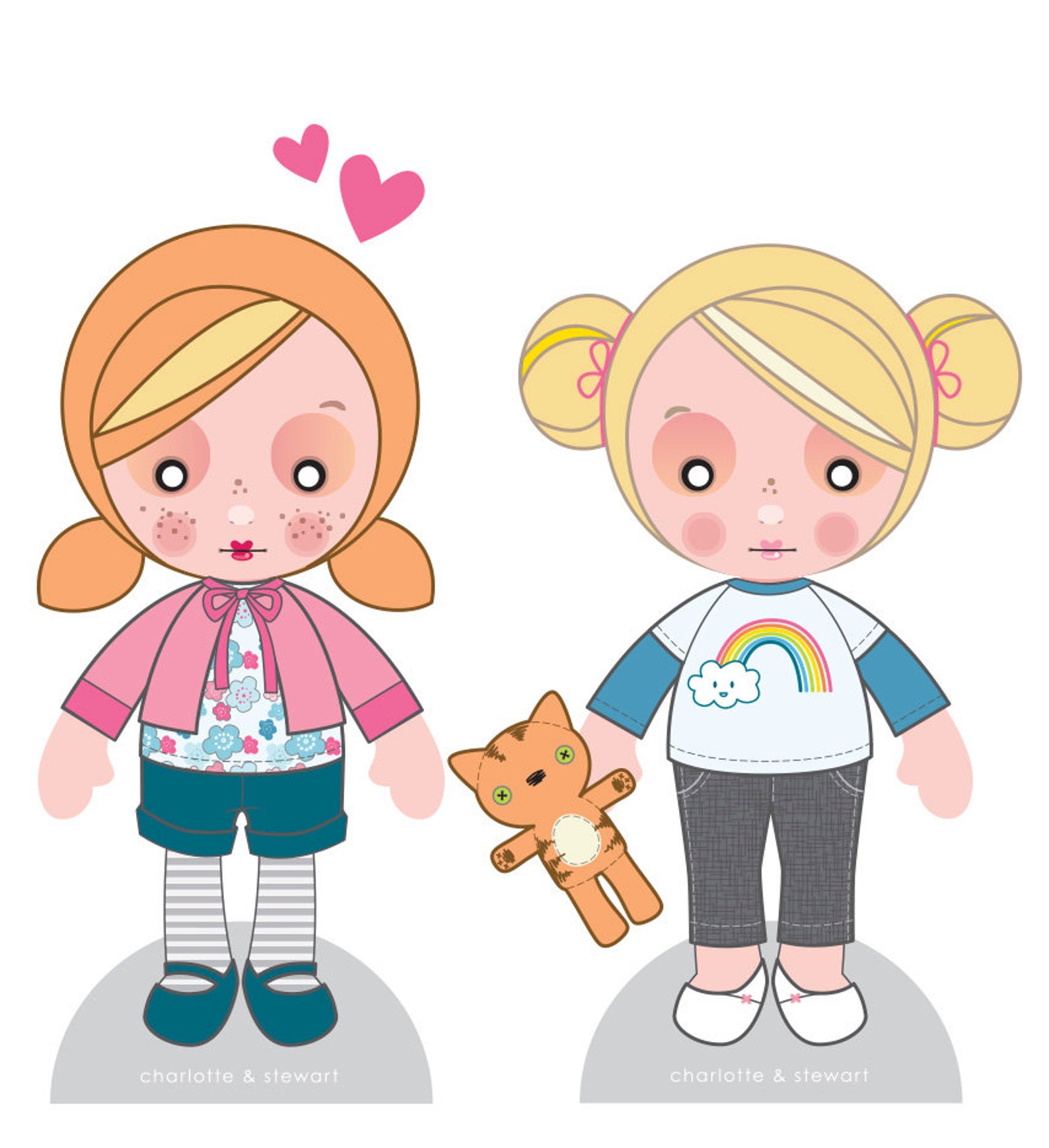 Printable PDF - Paper Dolls Ginger &amp; Blondie - Etsy