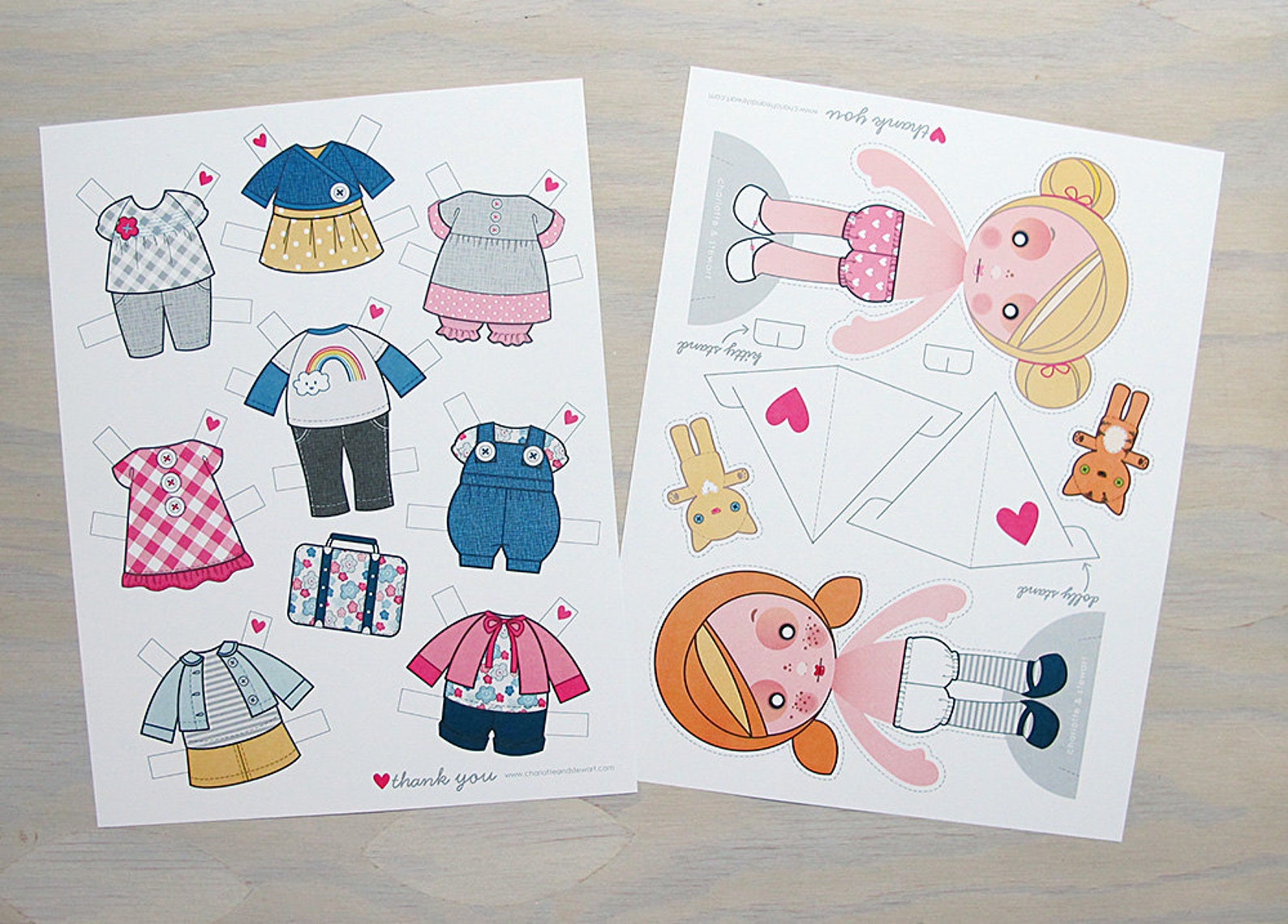 Printable PDF - Paper Dolls Ginger &amp; Blondie - Etsy