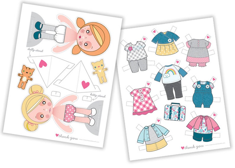 Printable PDF - Paper Dolls Ginger &amp; Blondie - Etsy