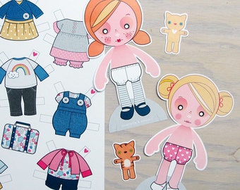 Printable PDF - Paper Dolls Ginger & Blondie