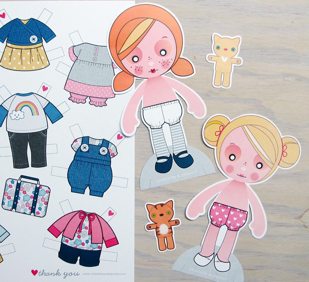 Printable PDF - Paper Dolls Ginger &amp; Blondie - Etsy