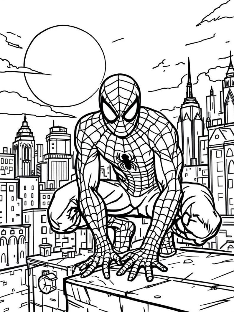 50 Spiderman Inspired Coloring Pages W/ Bonus Jpegs Etsy Australia