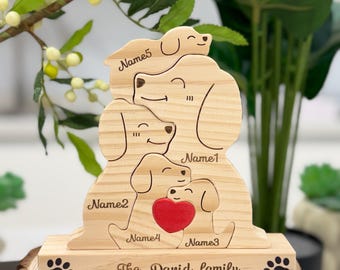 Personalized Wooden Dog Family Puzzle: Custom Pet Memorial Keepsake
