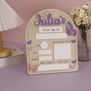 Personalized First Day of School Sign, Custom Wooden Back to School Sign for Kids, Interchangeable Personalized Back to School Sign for Kids