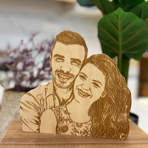 Personalized Wooden Customized Photo, Sketch Style Engraving Art Photo, Wooden Customized Anniversary Gifts, Wedding Gifts, Couple Gifts