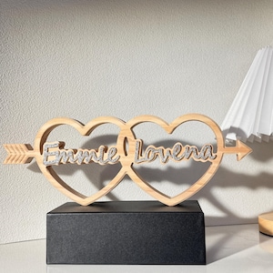 Custom Heart Name Sign, Personalized Couples Gift, Valentine’s Day Wooden Decor, Anniversary Gift for Him Her, Wedding Keepsake