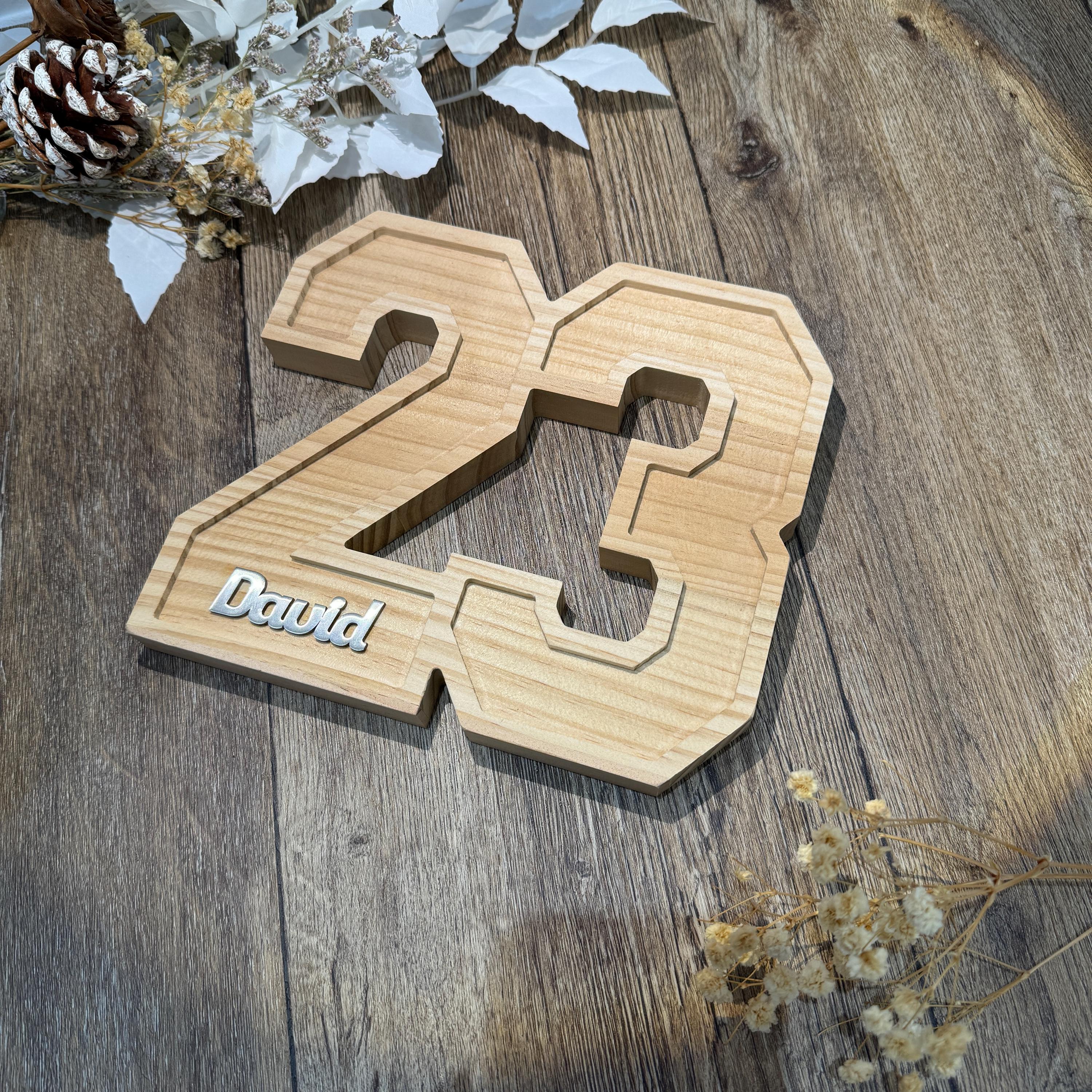 Custom Wooden Name Number Plates, Personalized Wooden Engraved Number Plates,  Gifts for Sports Enthusiasts, Graduation Gifts, Gifts for Him