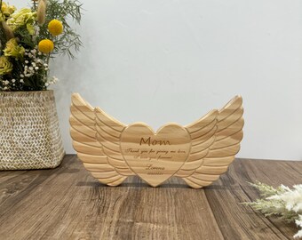 Custom Memorial Ornaments, Hand Carved Wooden Ornaments, Personalized Angel Wings, Loving Memories, Gifts for a Departed Loved One