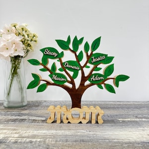 Wooden Family Tree of Life, Customizable with Kids’ Names, Personalized Gift for Mom, Up to 5 Names Engraved, Perfect for Mother’s Day