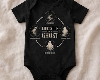 Body de bebé fantasma – Body del ciclo de vida de un fantasma – Regalo de ropa espeluznante para bebé en Halloween