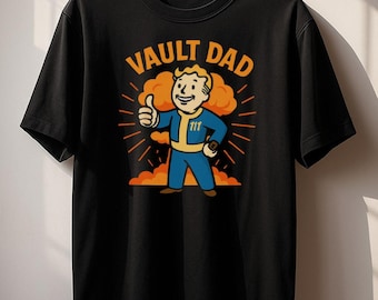 Vault Dad Shirt | Unisex Gamer Tee für Väter | Post-apokalyptische Familie passendes Outfit | Ödland Eltern Geschenk | Nerdiges Gamer Shirt