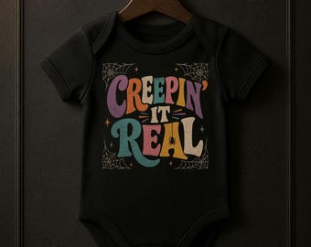Creepin It Real romper peuter shirt retro Halloween baby outfit spooky seizoen kindershirt vintage herfst babykleertjes cadeau