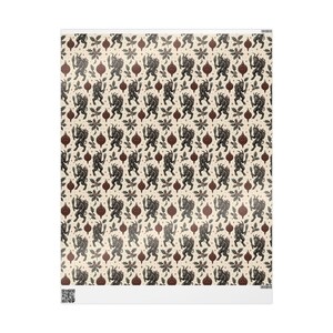 Weihnachtspapier mit Krampus-Motiv | Vintage-Gothic-Geschenkpapier | Weihnachtsmotiv im Folk-Horror-Stil | Dunkle Alternative Weihnachtspapierrolle Bild 7