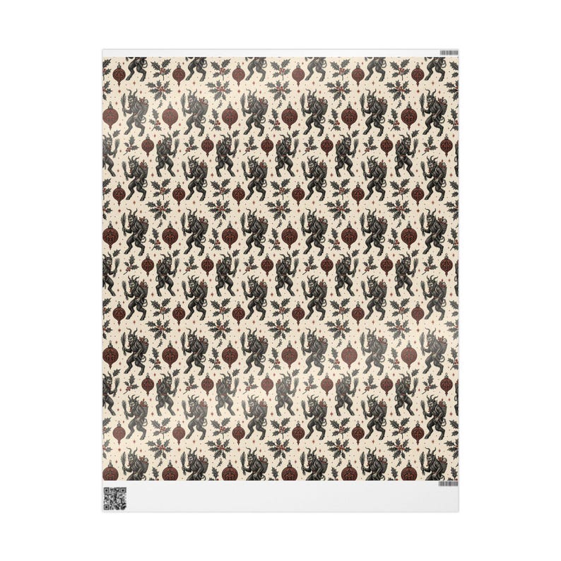 Weihnachtspapier mit Krampus-Motiv | Vintage-Gothic-Geschenkpapier | Weihnachtsmotiv im Folk-Horror-Stil | Dunkle Alternative Weihnachtspapierrolle Bild 7