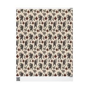 Weihnachtspapier mit Krampus-Motiv | Vintage-Gothic-Geschenkpapier | Weihnachtsmotiv im Folk-Horror-Stil | Dunkle Alternative Weihnachtspapierrolle Bild 6