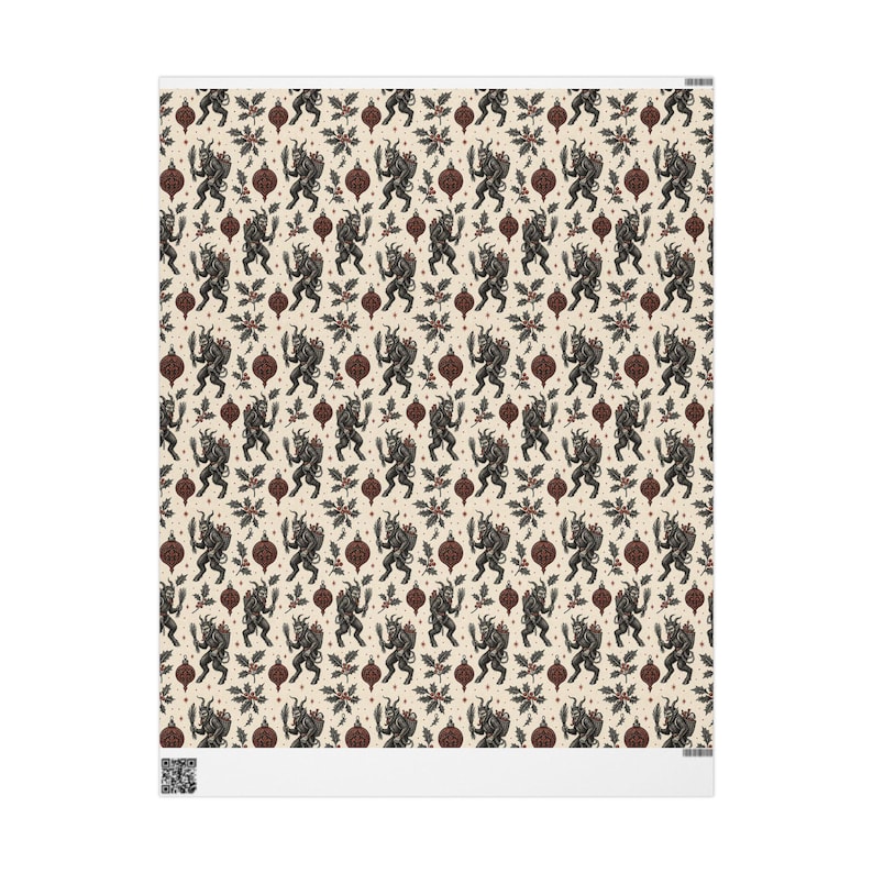 Weihnachtspapier mit Krampus-Motiv | Vintage-Gothic-Geschenkpapier | Weihnachtsmotiv im Folk-Horror-Stil | Dunkle Alternative Weihnachtspapierrolle Bild 6