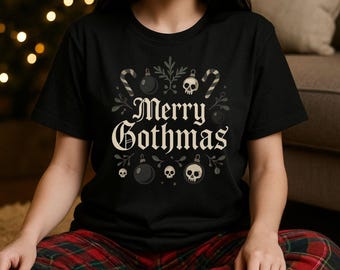 Koszula „Wesoły Gothmas” | Gotycka koszula świąteczna | Alternatywny świąteczny t-shirt | Ciemna koszula świąteczna | Upiorna koszula świąteczna | Gotycki top świąteczny