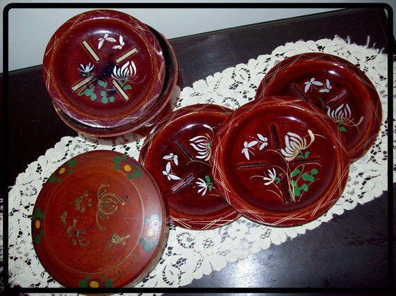 Brown - Mandana Art Handpainted Paper Mache Coasters (Set of 6)