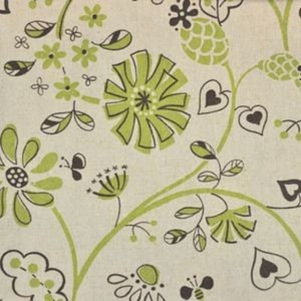 SALE Wildflowers in Green and Natural Isso Ecco and Heart Lecien Japanese Import Fabric 1 yard LAST YARD