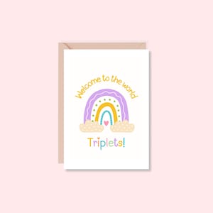Tarjeta de trillizos / Tarjeta de trillizos recién nacidos / Tarjeta de nacimiento de trillizos / Trillizas / Trillizos / A6