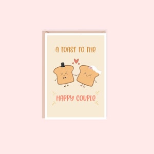 Une carte « un toast à l'heureux couple » / carte de mariage / carte de félicitations / carte de jeunes mariés / carte de mariés / carte de mariage Punny / A6