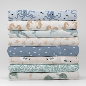 コースタルベビーコットンファットクォーター - パステルニュートラルビーチウィムジカルキッズコレクションシグネチャーコットンミックス＆マッチファットクォーター - スプーンフラワー