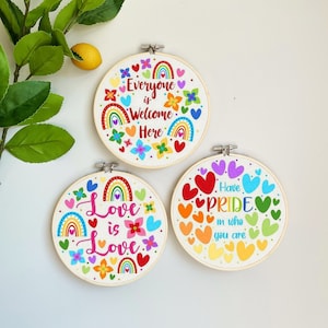 Pride Quotes Embroidery Templates By Kristeninstitches - Coordinating Embroidery Pattern for 6&quot; Hoop Custom Printed on Cotton by Spoonflower