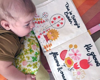 DIY Cut and Sew Yard of Fabric Project - Baby Newborn Soft Fabric Garden Book Template Printed on Petal Signature Cotton by Spoonflower