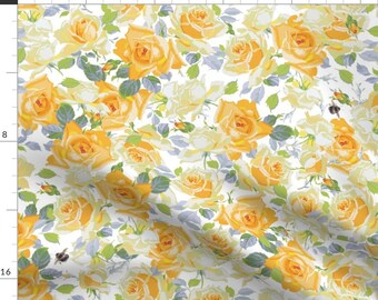 Yellow Roses Fabric Etsy