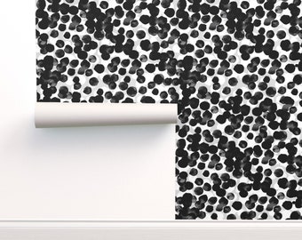 Tribal Dotted Spots Wallpaper Grey White Dalmatian Mono Print Speckle Polka Dots