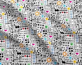 Icons Font Fabric - Zapf By Jellymania - Text Code Icons Typography Language Encryptions Shapes Cotton Fabric By The Yard With Spoonflower