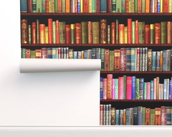 Bookshelf Wallpaper Etsy Bookshelf Wallpaper Etsy