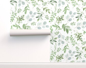 Green Leaf Wallpaper Etsy