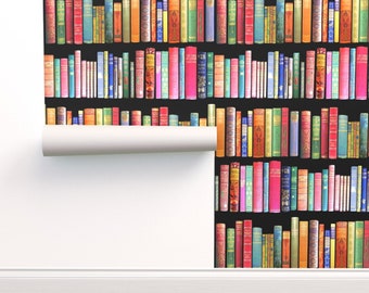 Bookshelf Wallpaper Etsy