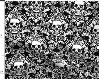 Paprika 4 Way Stretch Costume Fabric Skull Print On Nylon Spandex DIY Fabric Sold By The Yard Sewing Materials