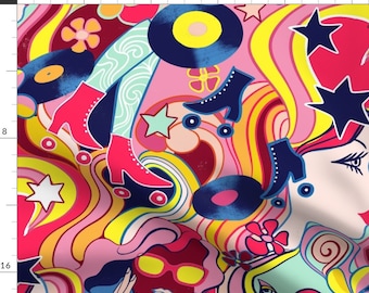 Vintage Floral Retro Psychedelic Hippie Hippy Spoonflower Fabric by the Yard