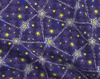 Twinkle Yellow Stars Hearts Bedtime Gold Star Fabric Printed by Spoonflower BTY