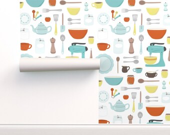 pix Vintage Kitchen Wallpaper For Sale kitchen wallpaper etsy