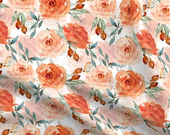 Antique Vintage Floral Roses Scroll Cotton Fabric ~ Pink Brown Yellow Sage