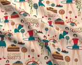 On A Diet Fabric - Dieters Resolutions On Cream By Kociara - Sweets Diet Keep Fit Exercise Food Cotton Fabric By The Yard With Spoonflower