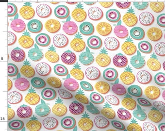 Blue Pink 411 Flowering Orchard Fabric; Pastel Fruits Fabric; Clusters of Fruit; Fabric By the Yard; Mint Lavender