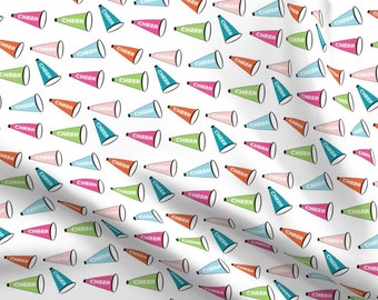 Cheer Cheer Cheerleader Football Megaphone Fabric Printed by Spoonflower BTY