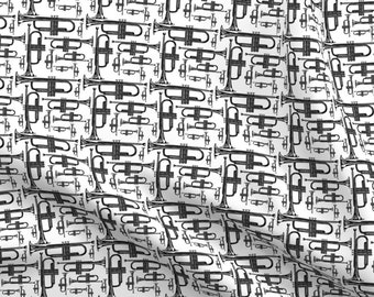 Fabric Music Notes Black Tossed on White Cotton by the 1//4 yd