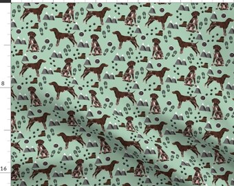 German Short Haired Pointer Quilting Printed Fabric Panels Sewing Watercolour splatter Craft