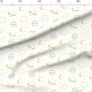 Planets Fabric - Planetary By Littlefoxhill - Planets Space Science Baby Girl Nursery Blush Cotton Fabric By The Yard With Spoonflower image 2