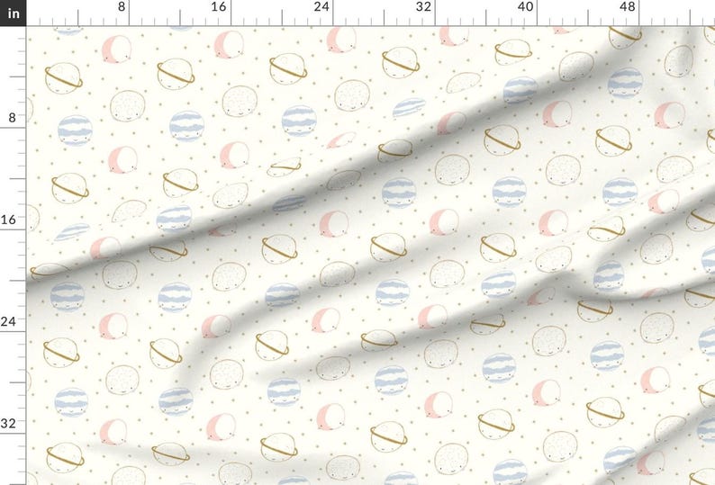 Planets Fabric - Planetary By Littlefoxhill - Planets Space Science Baby Girl Nursery Blush Cotton Fabric By The Yard With Spoonflower image 2