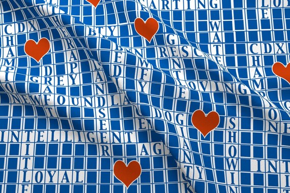 Newfoundland Love Crossword Fabric Newfoundland Dog Xword Etsy