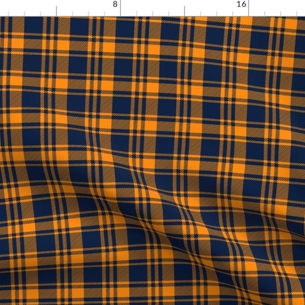 Orange And Blue Plaid Fabric - Plaid The Great Outdoors - Blue And Orange By Littlearrowdesign - Cotton Fabric By The Yard With Spoonflower