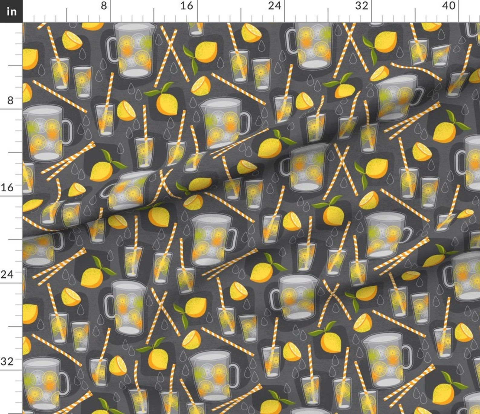 Citrus Lemonade Fabric Retro Lemonade by Cjldesigns Summer Etsy